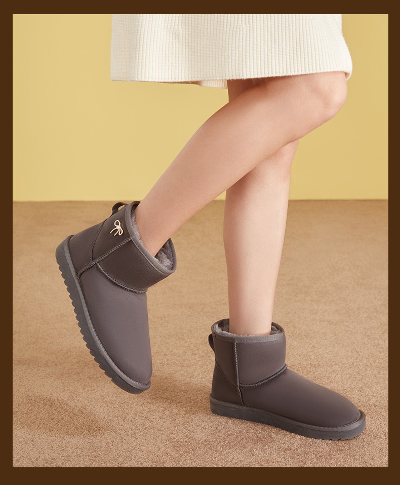 热风雪地靴女2021年冬季新款时尚加绒保暖棉靴百搭面包鞋女09灰色36正