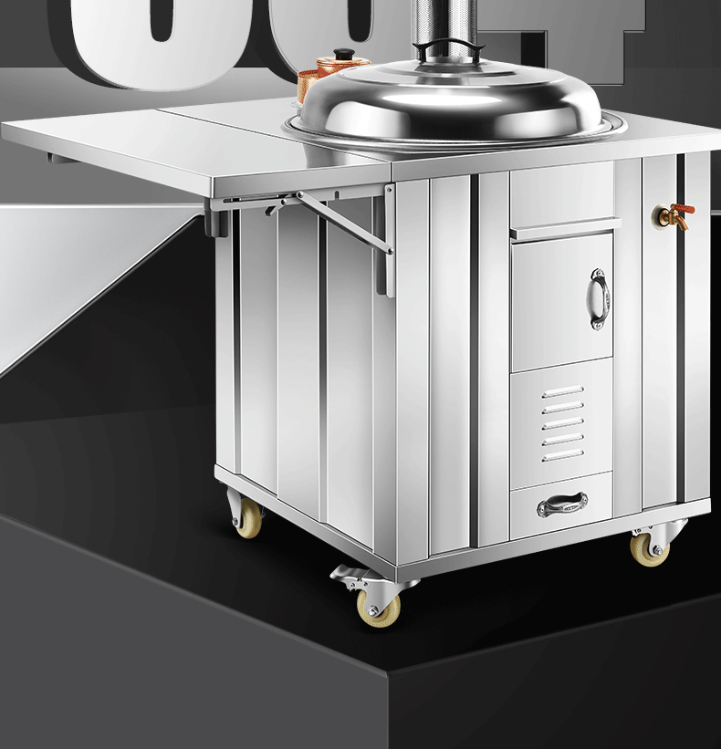 知福堂 不锈钢柴火灶农村304室内移动无烟大锅土灶台新型家用烧木柴火