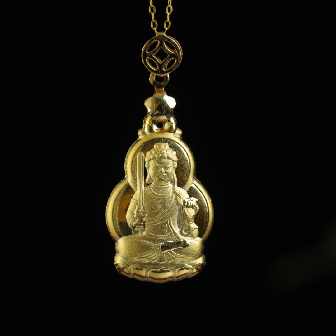 翡悦 黄金足金八大守护神本命佛生肖吊坠 赠项链附证书(金0.3g左右)