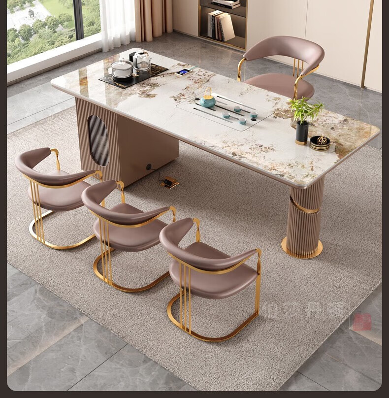 伯莎丹顿(bertha denton) 现代简约岩板喝茶桌椅组合轻奢家用多功能小