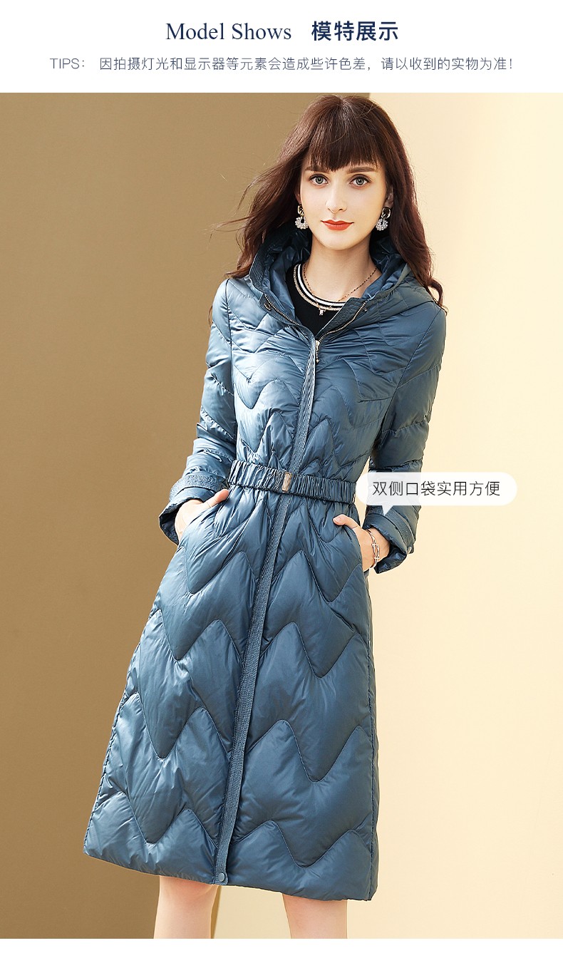 丹慕妮尔连帽羽绒服女长款过膝2021年新款冬季高端大牌白鸭绒外套红色