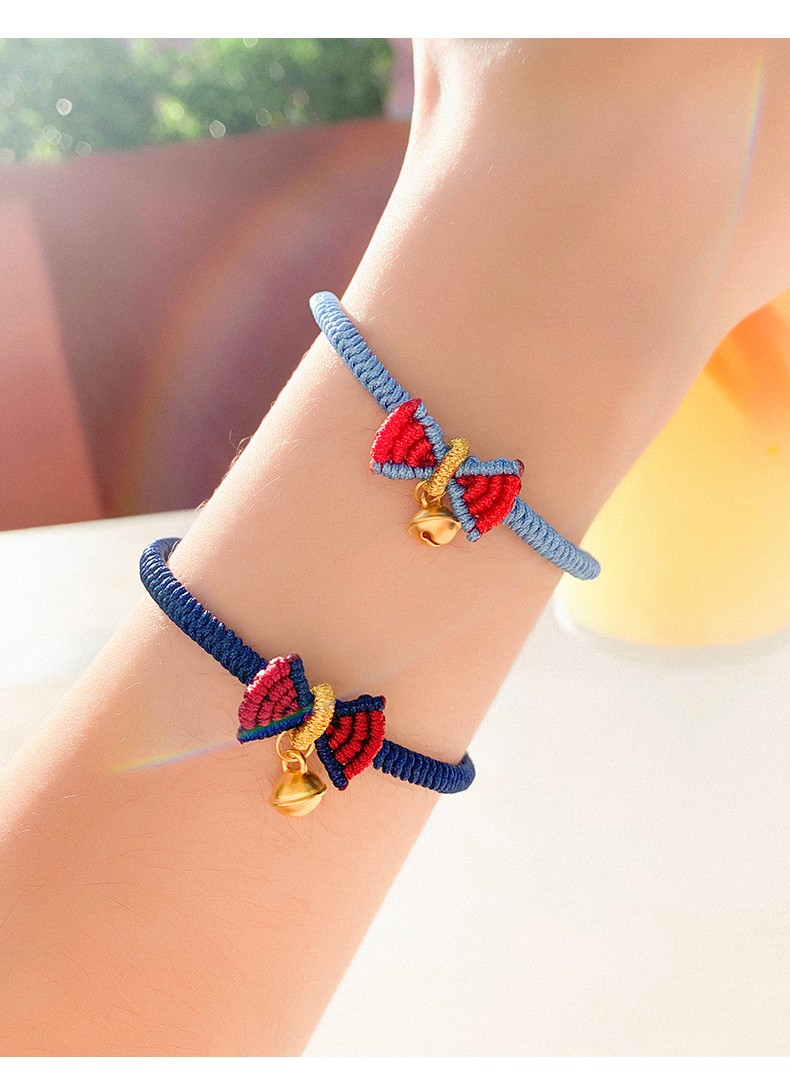 老凤凰【520礼物】 999足金在逃公主手链金铃铛编织绳女黄金手绳金