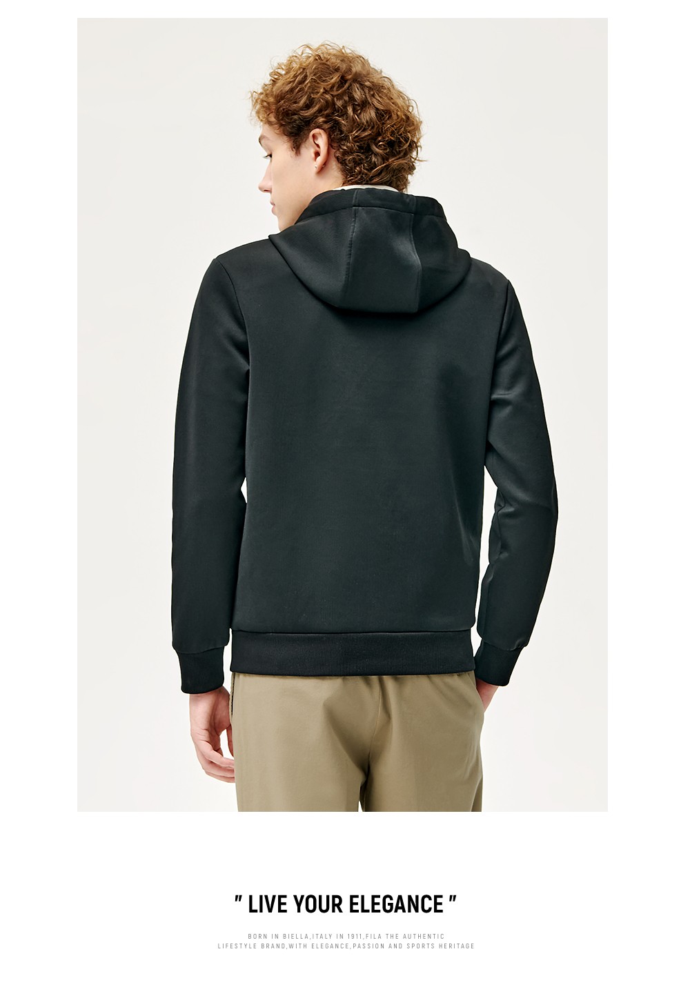 黄景瑜同款fila斐乐官方男子卫衣冬季新款运动休闲上衣正黑色bk180100