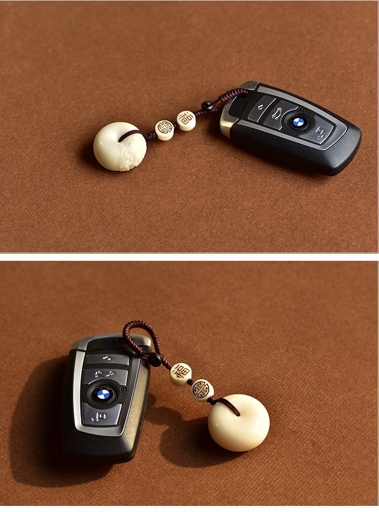 云氏天然象牙果平安扣汽车钥匙扣挂件手工编织创意个性车钥匙链绳饰品