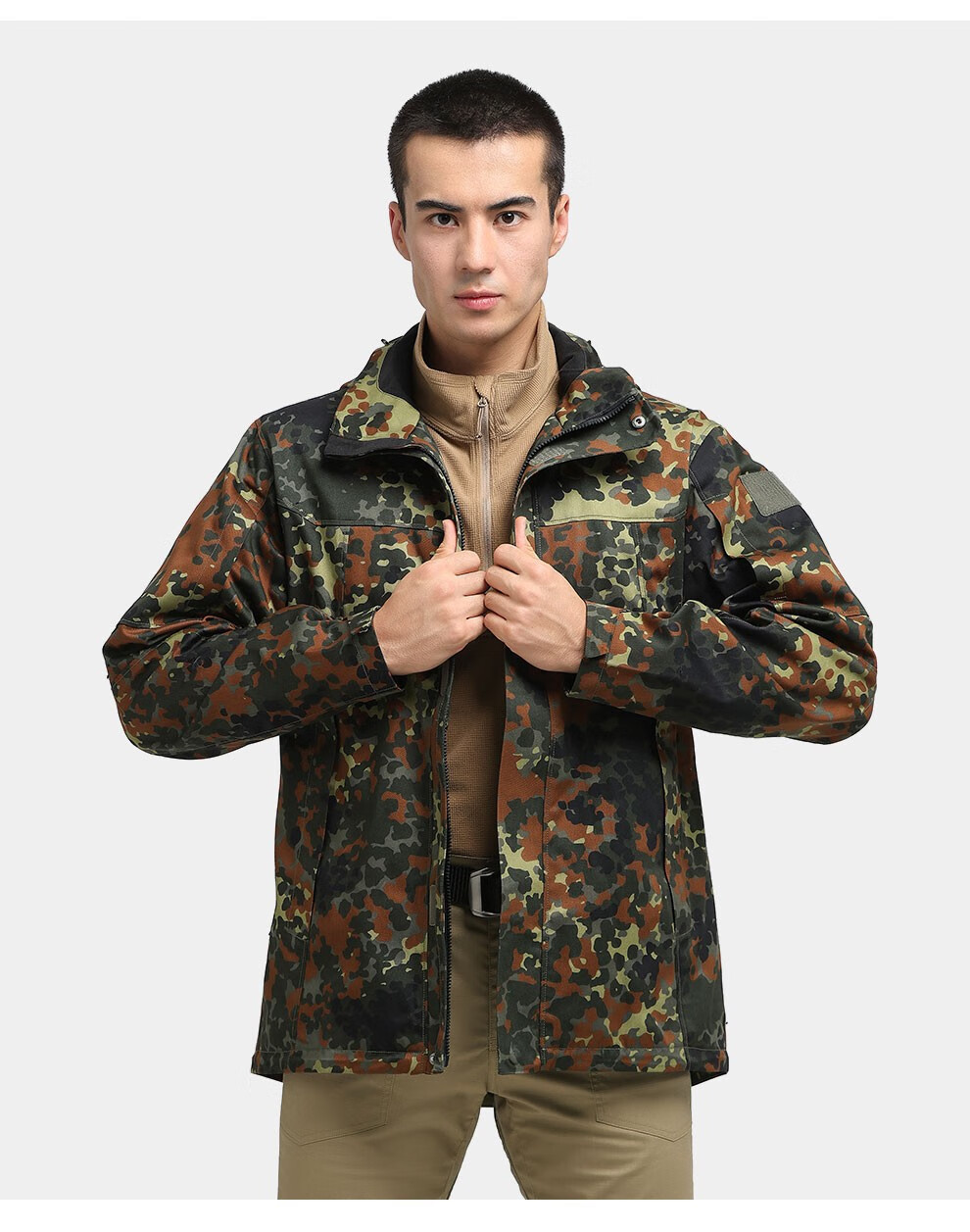 鹰爪行动德国经典德斑迷彩夹克军迷作训服战术外套秋季户外休闲风衣