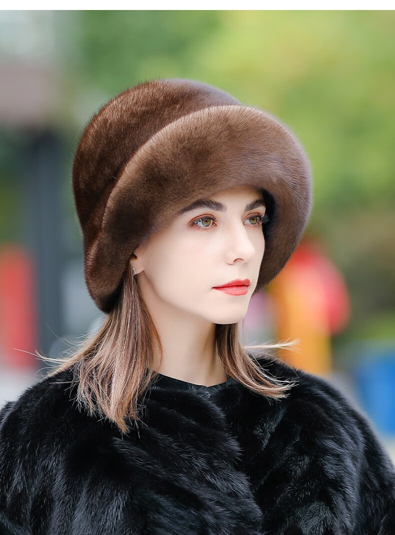zonyouq品牌貂毛帽子女士冬季韩版整皮水貂毛中老年人貂皮帽子礼帽女