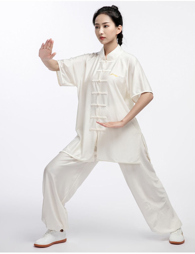 李宁(li-ning)太极服 夏季新款短袖武术服清凉透气专业比赛表演服太极