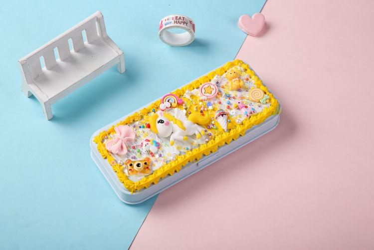 奶油胶文具盒手工diy自制配件材料包套装网红学生创意可爱多功能网红