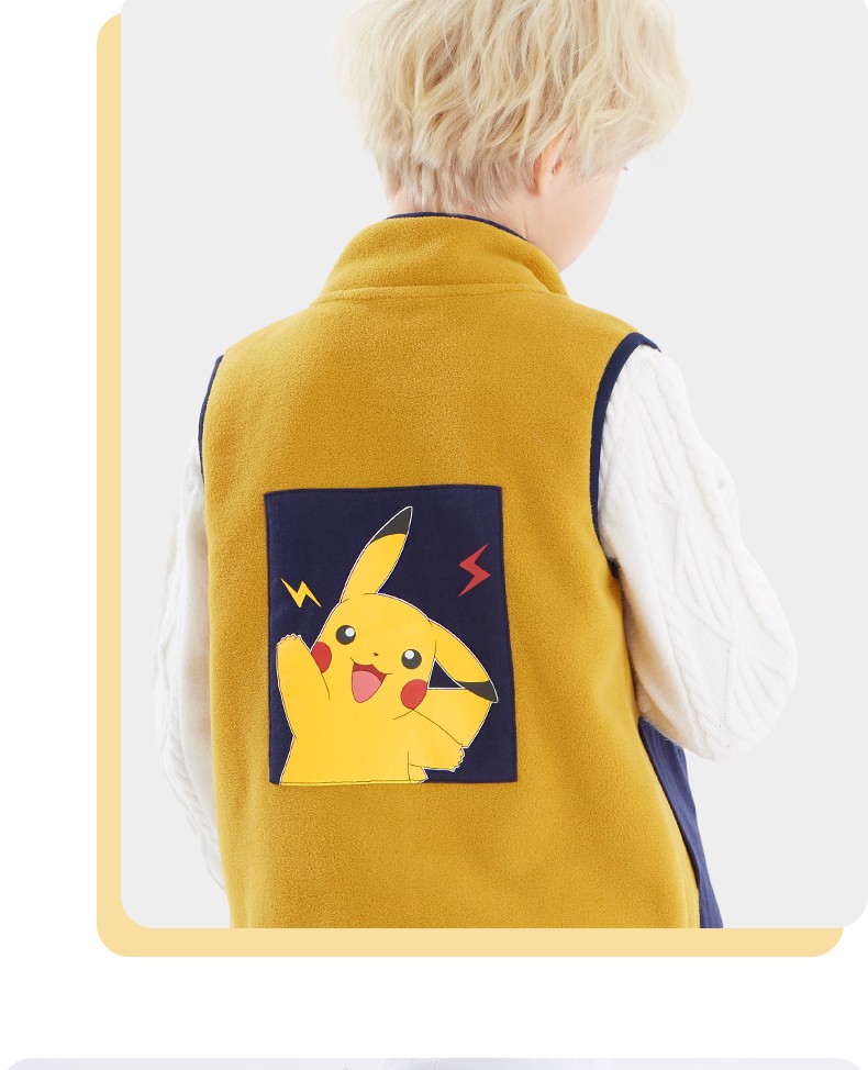 皮卡丘儿童马甲男童背心宝宝春秋外穿新款摇粒绒洋气男大童坎肩b款
