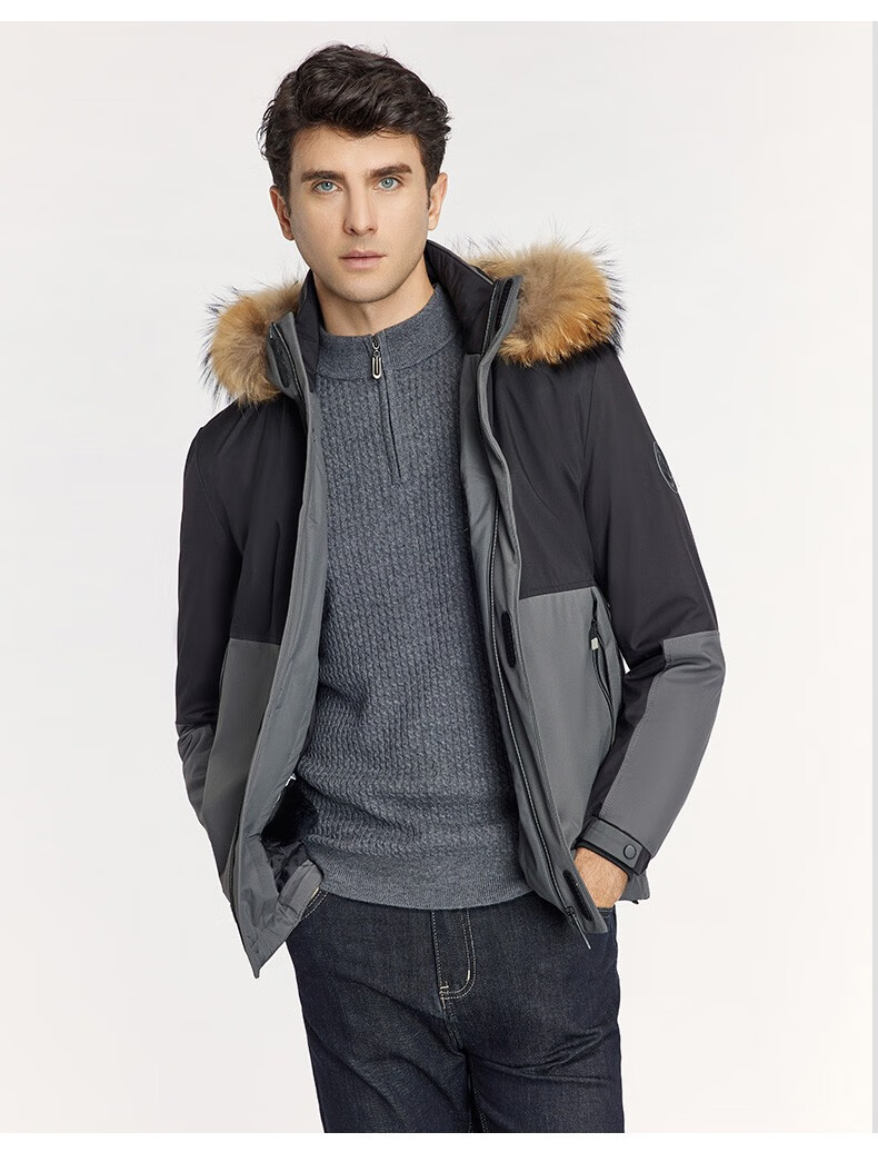 兽王派克服男皮草大衣男士可拆卸兔毛内胆中长款貉子毛领外套秋冬加绒