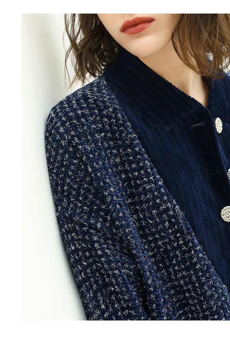 cocobella亮丝雪尼尔针织长袖连衣裙女冬通勤套头毛衣裙fr66藏青m