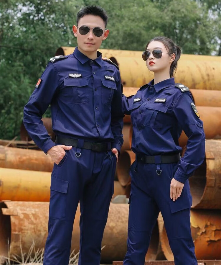 狂七新式高级多功能速干服保安服套装夏季警黑长袖执勤服tbm教官服