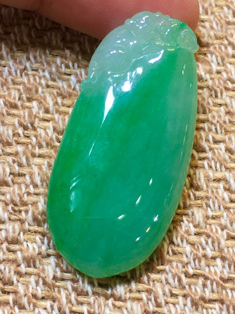 绿翠天成 翡翠冰种阳绿福瓜吊坠 冰种翡翠缅甸天然a货玉石平安玉坠