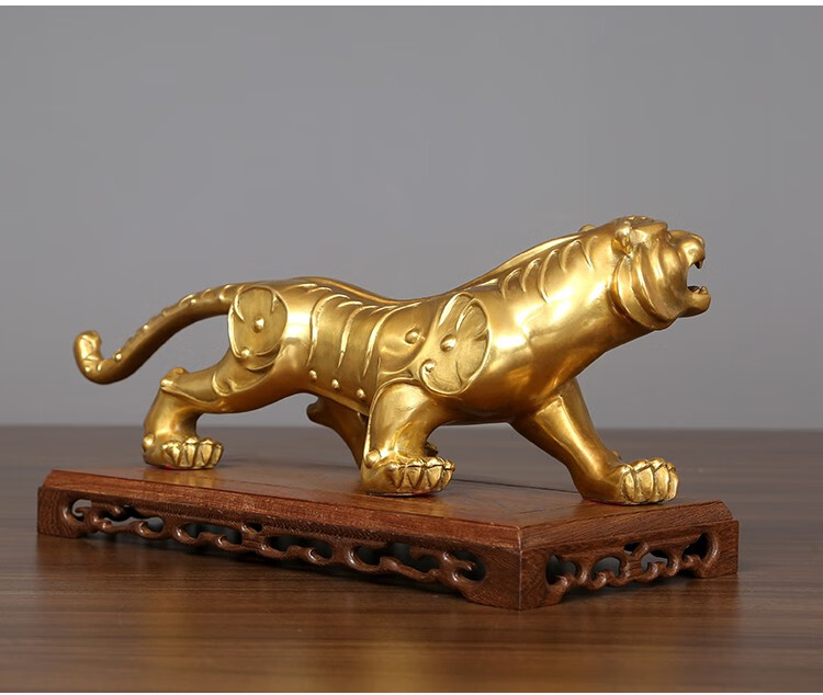 皇家玺苑纯铜老虎摆件十二生肖虎饰品客厅电视柜办公室桌面装饰品生日
