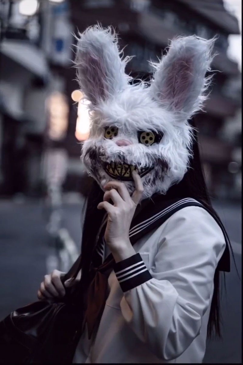 知鹿血腥兔面具男女抖音快手网红同款杀手兔面具狐狸猫恐怖兔子万圣节