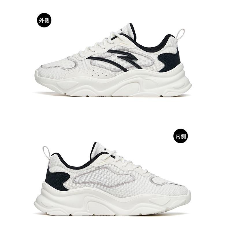安踏女鞋跑步鞋2022夏季新款运动鞋子女减震轻便学生网面老爹鞋女象牙