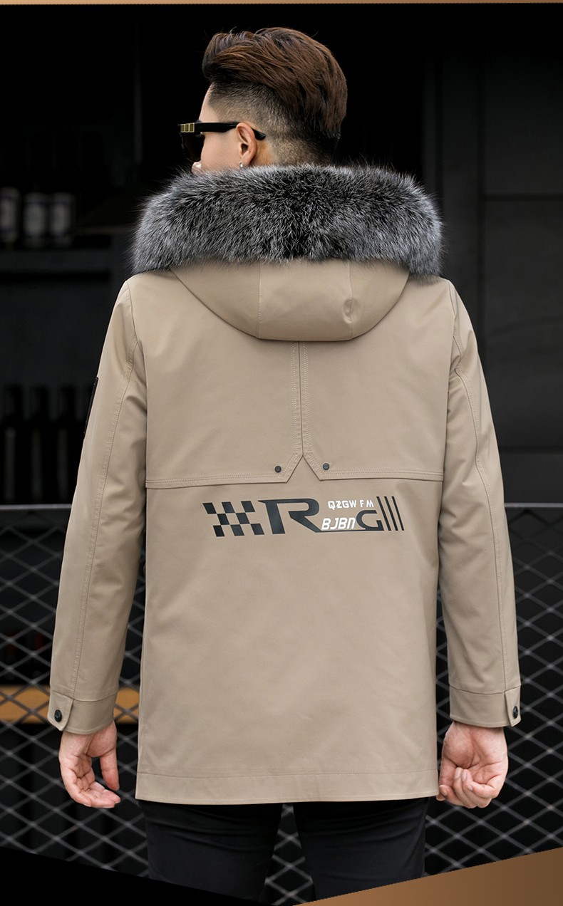 诗柏美品牌新款海宁派克服男装兔毛内胆中长款狐狸毛领男士皮草冬季