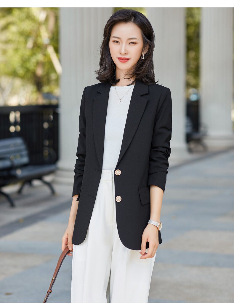 芬腾粉色西装套装女秋冬2021新款韩版洋气时尚女士春季小西服外套黑色