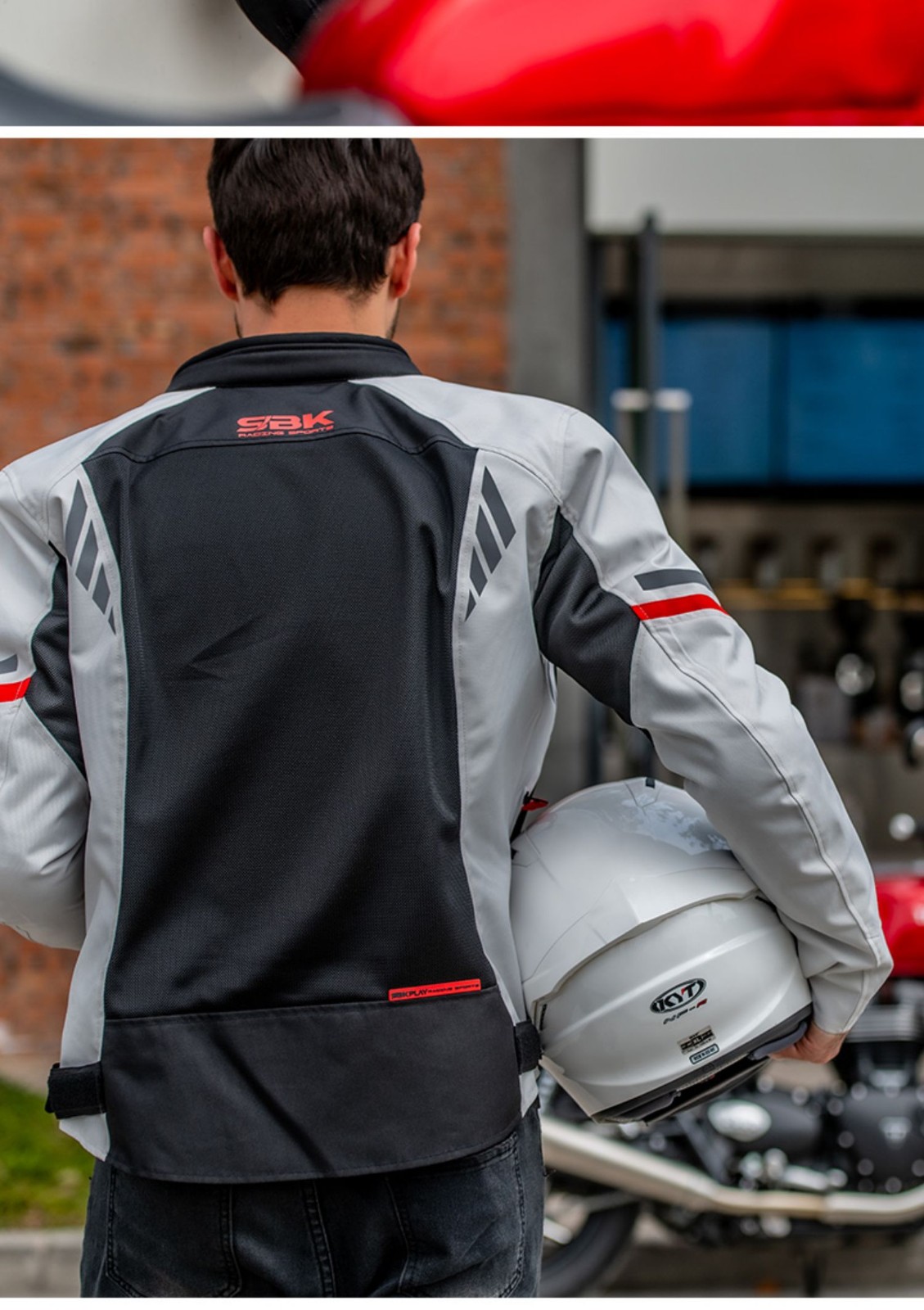 新款台湾sbk夏季骑行服网眼透气防摔休闲服内置ce认证护具摩托车拉力