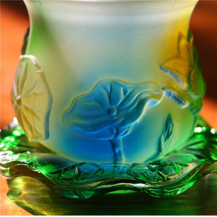 盛凡琉璃供杯莲花供水杯供佛水杯七彩净水杯小号圣水杯供杯佛杯佛教