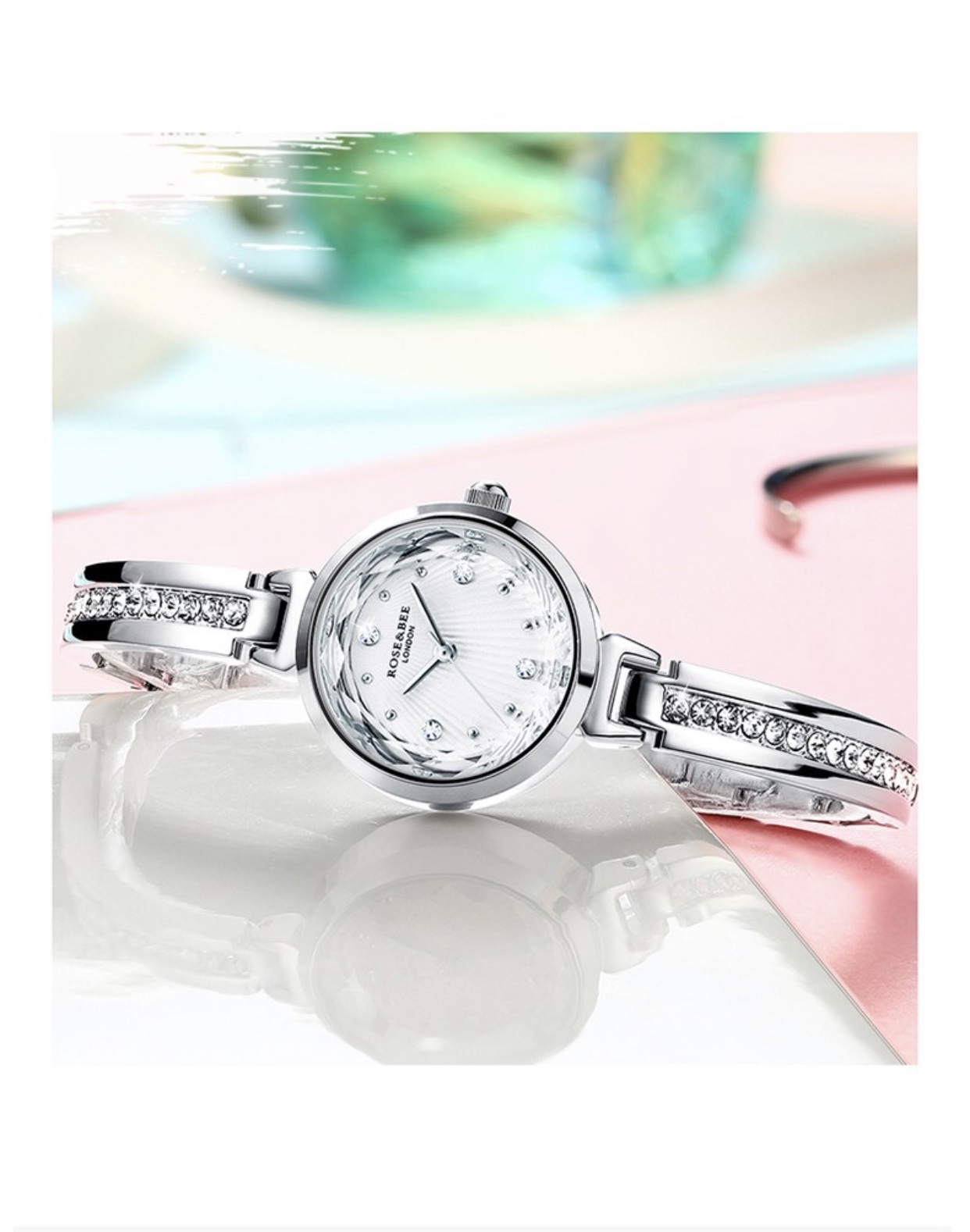 rosebee德国品牌手表女防水石英表欧美时尚简约镶钻手链女表1块