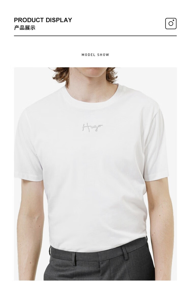hugoboss雨果博斯奢侈品新品男装棉质印花圆领套头t恤衫休闲时尚百搭
