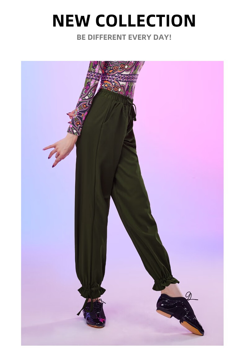 成人舞蹈裤女摩登舞裤专业新款国标练功服宽松跳舞裤子黑色单裤子xxl