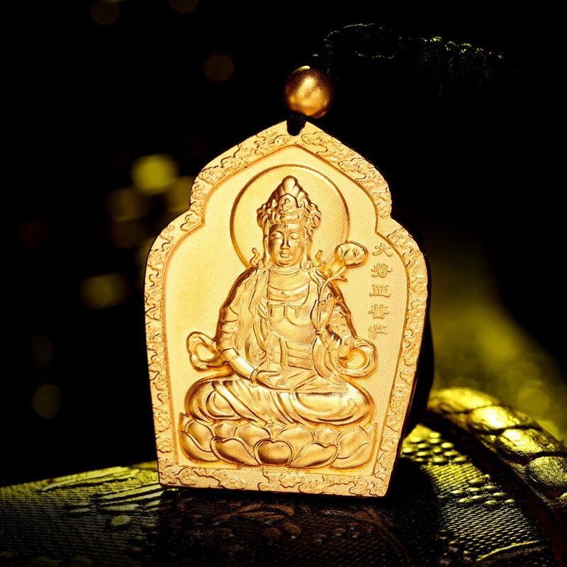 传世美钰传承系列古法男士黄金吊坠实心足金999大势至菩萨吊坠男女本