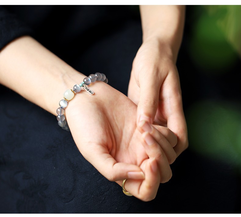 父亲节礼物保价618月石缘斯里兰卡月光石手串灰日光石