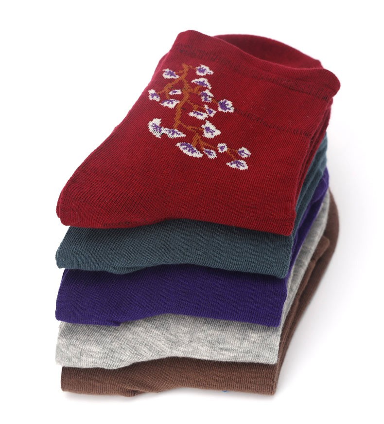 σο妈妈袜棉女老太太印花图案春秋宽口棉奶奶中年人松口袜中筒袜子