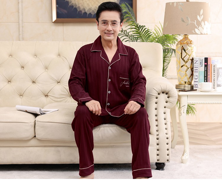 睡衣男士春秋纯棉长袖加大码冬季中老年人可外穿家居服套装nd29612xl