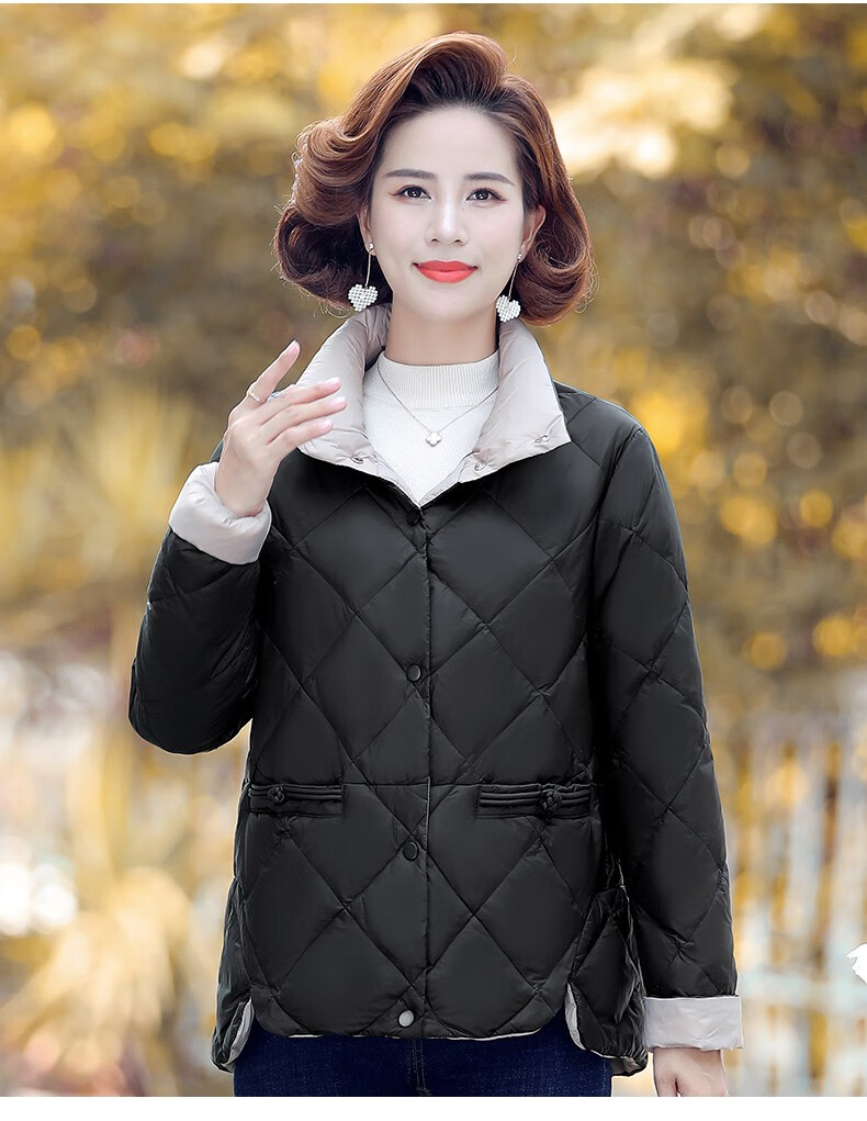 棉服女2021新款冬季百搭妈妈加绒棉衣女中年女士显瘦轻薄棉袄上衣外套