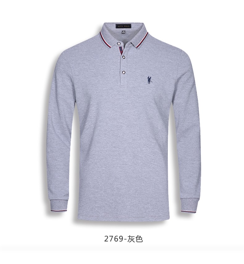 masterpolo保罗t恤男士长袖polo衫上衣保罗刺绣秋装上衣2769牛仔蓝m