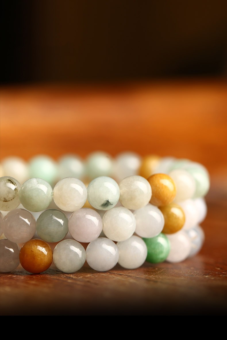 翊福禧品牌翡翠手串翡翠珠串冰种糯种玉石手串男女款玉石手串玉手链黄