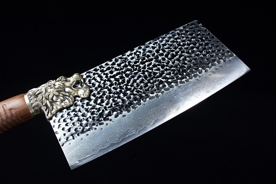 龙泉手工锻家用厨房花纹钢菜刀锋利切片切肉刀斩骨刀斩切两用16053