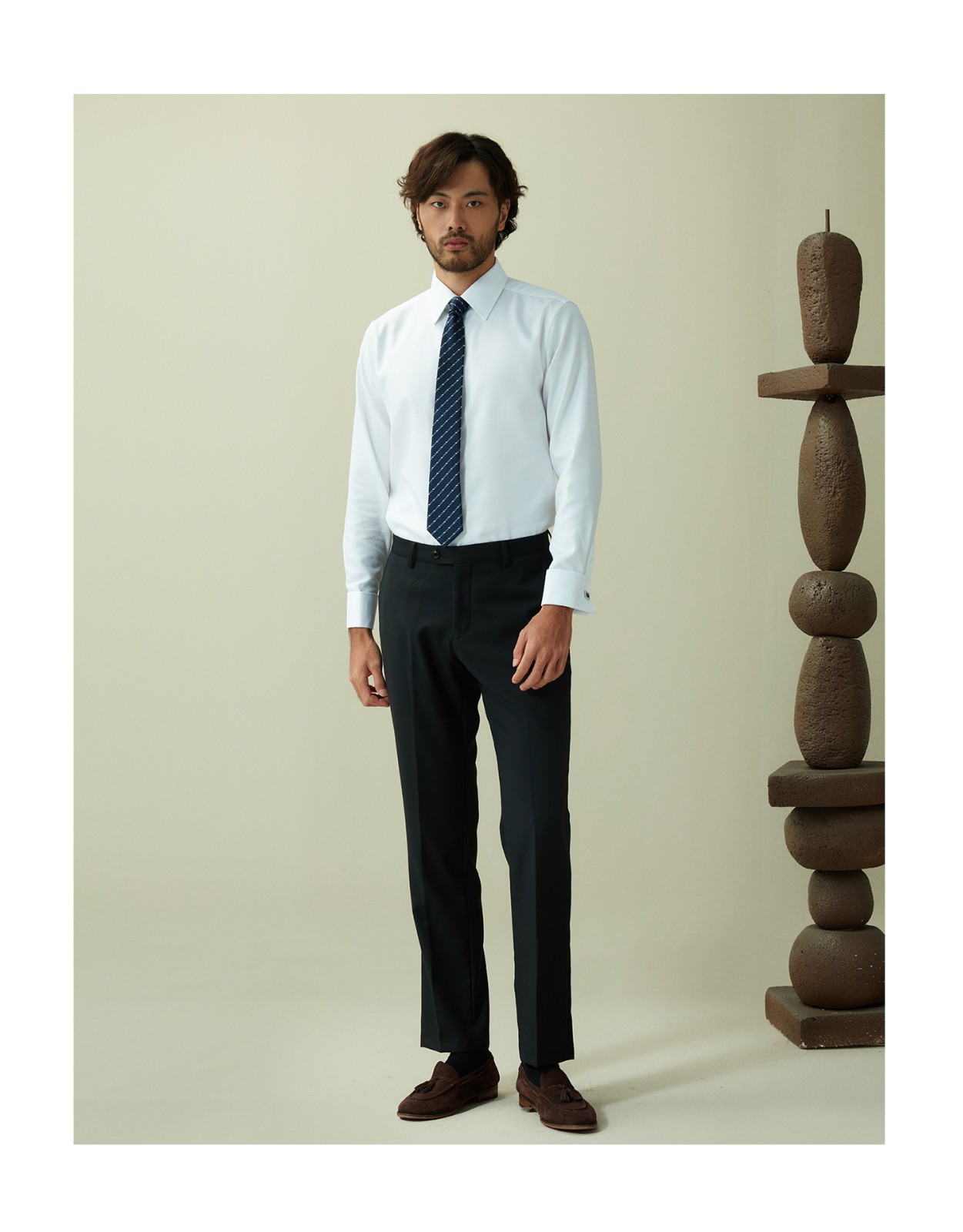 高端结婚新郎商务男士袖扣西装衬衣法式衬衫布里顿纯白尖领dp修身37