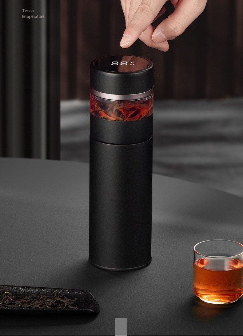 绀壶高档智能保温杯男女士茶水分离高颜值陶瓷泡茶杯子定制 绅士黑
