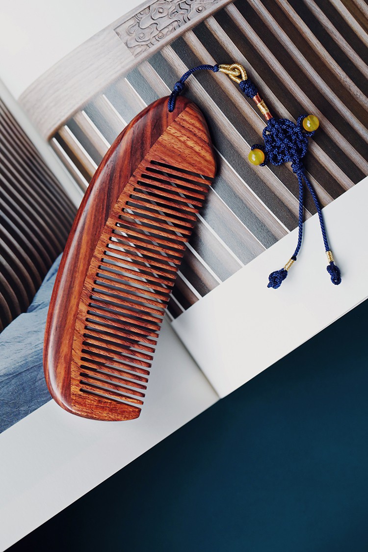 映源 海南黄花梨檀木梳子防静电按摩便携发梳红木刻字原木海黄定制