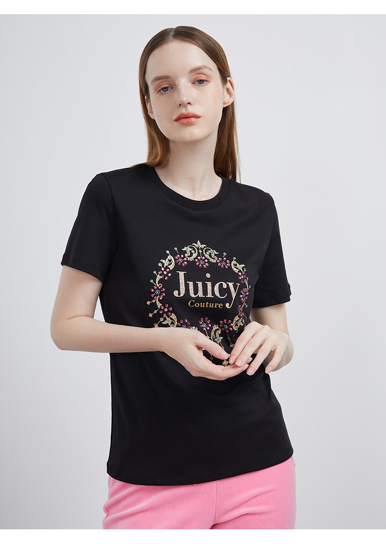 juicycouture橘滋女装短袖t恤2021秋季新款纯棉上衣宽松女装白色半袖