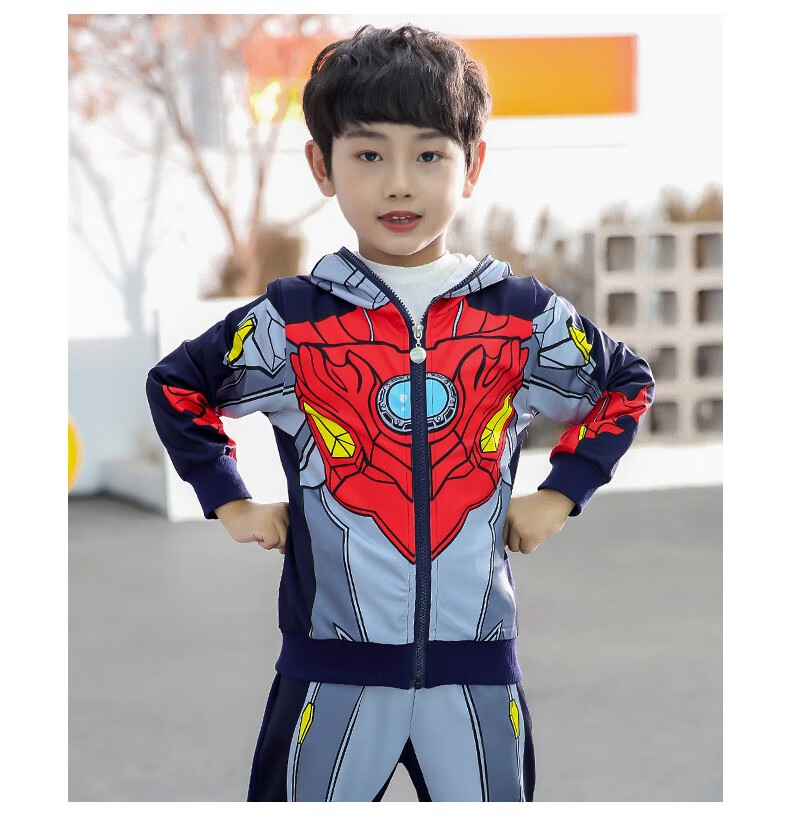 潮服套装儿童卡通印花时尚帅气潮流泰坦斯奥特曼套装140码建议7岁8岁