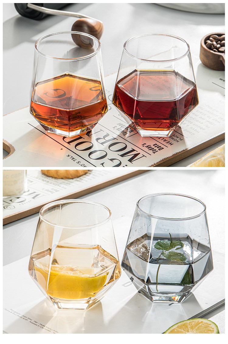 一立 北欧家用玻璃杯网红创意六棱杯六角水杯女牛奶杯饮料杯高颜值