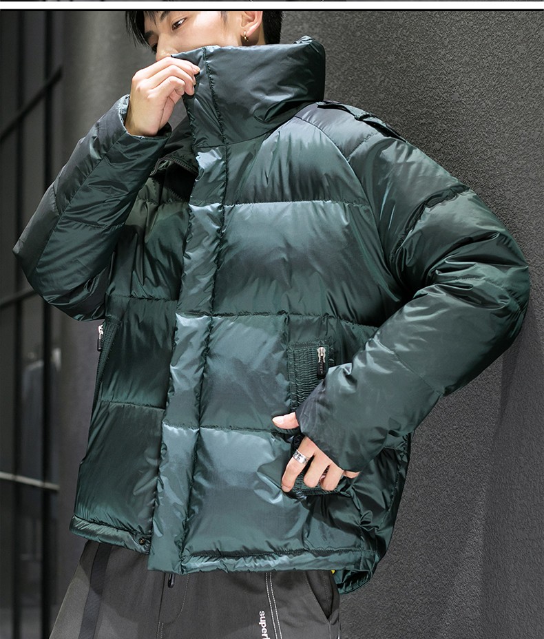 北极绒羽绒服男2021冬季新品立领防风纯色连帽外套休闲保暖上衣蓝色m