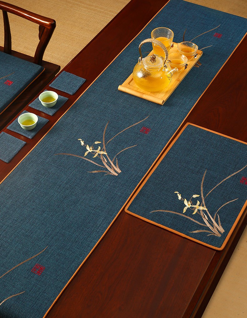 巢品桌旗中式新中式茶席禅意防水茶台布艺长条茶旗茶几布茶桌装饰垫布