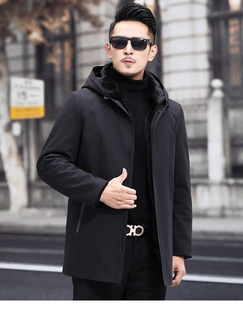 法唯莎(fawwesa)奢侈品牌男装高档尼克服男士整貂水貂内胆中长款派克