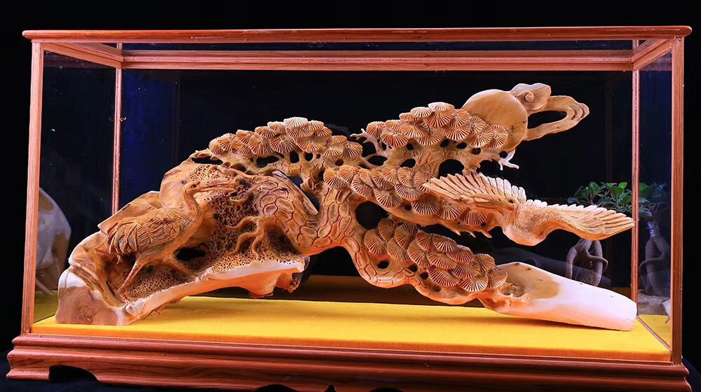 裕尚礼 仙鹤根雕摆件太行崖柏【松鹤延年】陈化老料随型雕刻祝寿工艺