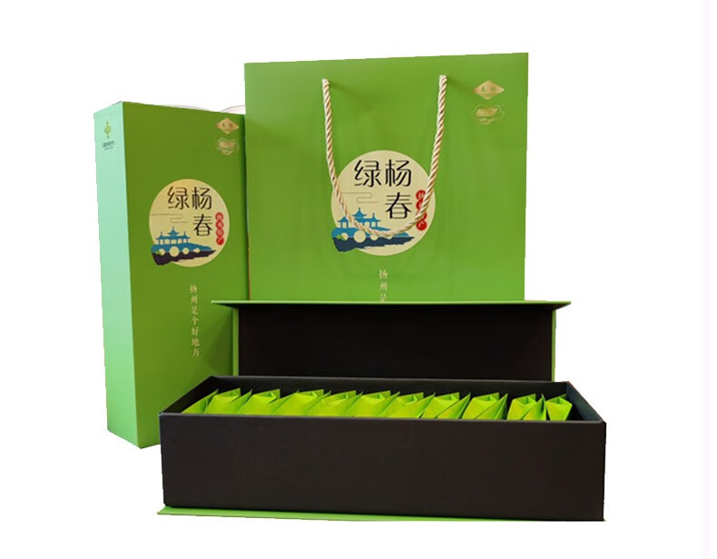 扬州馆春皓绿杨春茶叶特级绿杨春高档礼盒装绿茶2021年新茶300礼盒装