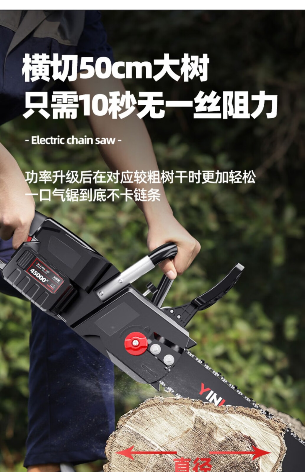 德国银龙岛充电式电锯12寸家用锂电电链锯电动伐木锯手持果园修枝砍树