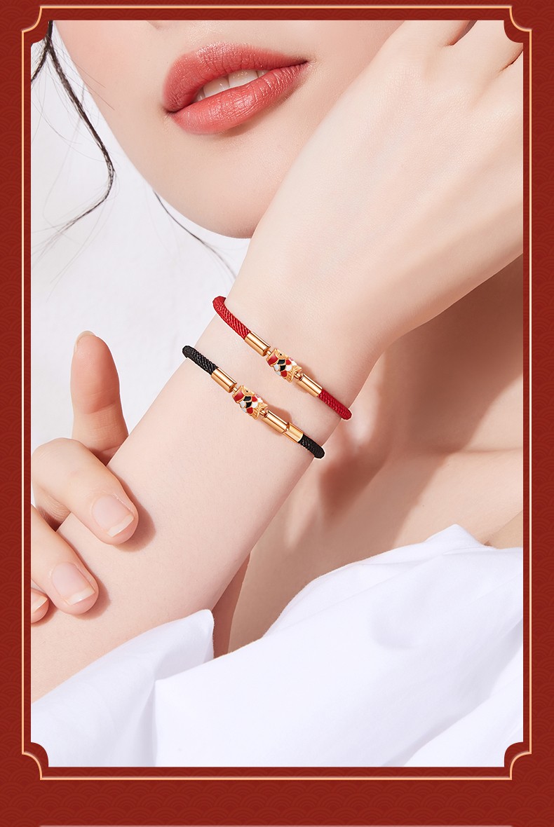 克拉苏(crassus)玲珑骰子安红豆情侣手链一对时尚男女款红手绳相思