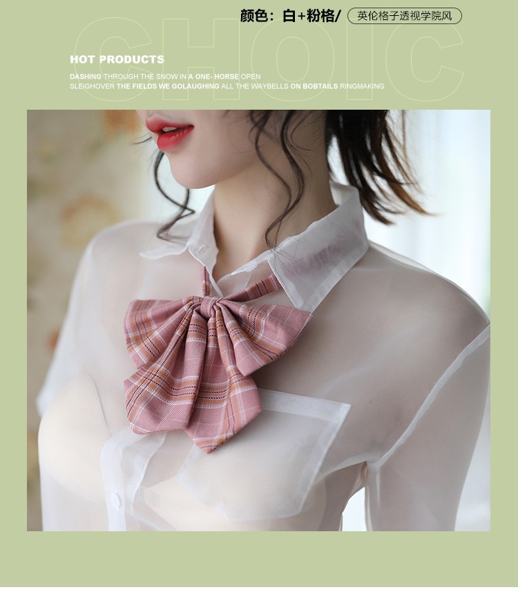 二次元女水手服cos校服超短裙透明透视7941白蓝上衣领结裙子t裤丝袜