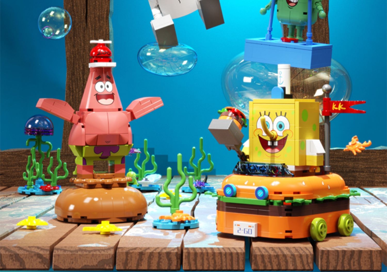 森宝积木海绵宝宝全家福拼装玩具颗粒积木儿童男女生礼物 海绵宝q版